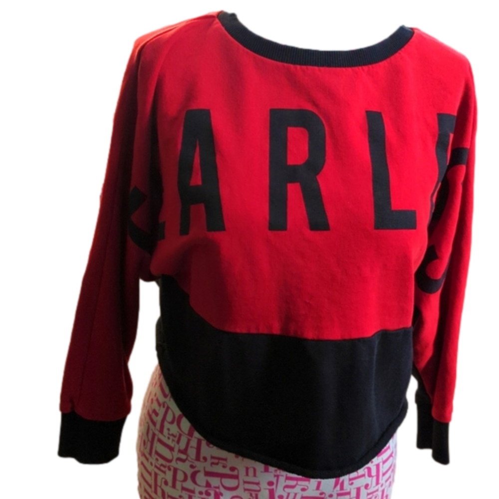 Cute fearless red and black crop top sweatshirt